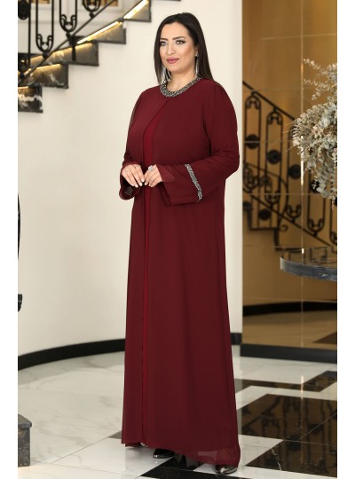 Sultan Tesettür Abiye Elbise - Bordo